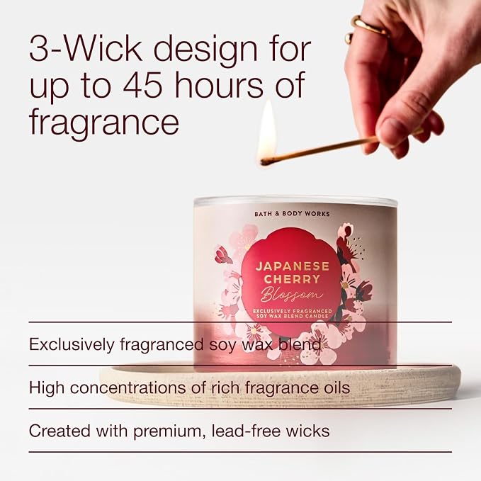Bath & Body Works Japanese Cherry Blossom 3-Wick Candle - Image 4