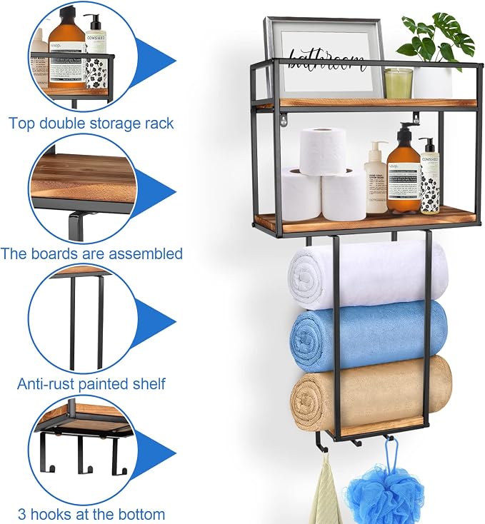 MOUGIGI Towel Rack Wall Mounted - Image 3