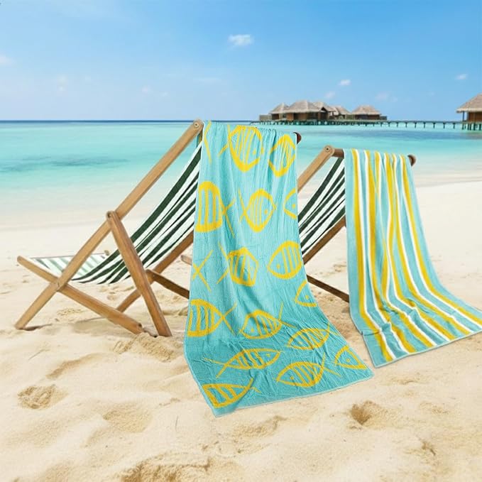 CASA COPENHAGEN Miami Towel 2Pcs Fish Cyan by CASACOPENHAGEN