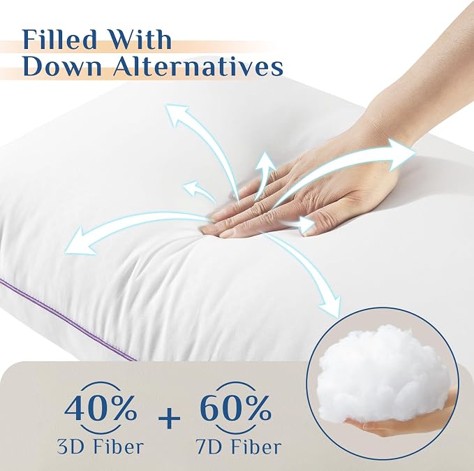 JOLLYVOGUE Pillows Queen Size Set of 6, Washable Supportive 6 Pack Bed Pillows - Image 3