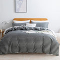 JELLYMONI 100% Natural Cotton 2pcs Striped Duvet Cover Sets, Dark Grey Duvet by JELLYMONI