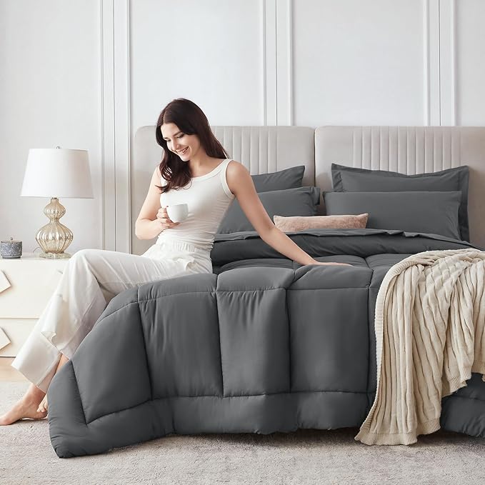 Sasttie Twin XL Comforter Set, 5 Pieces Twin XL Bed in a Bag, Complete Bedding - Image 9