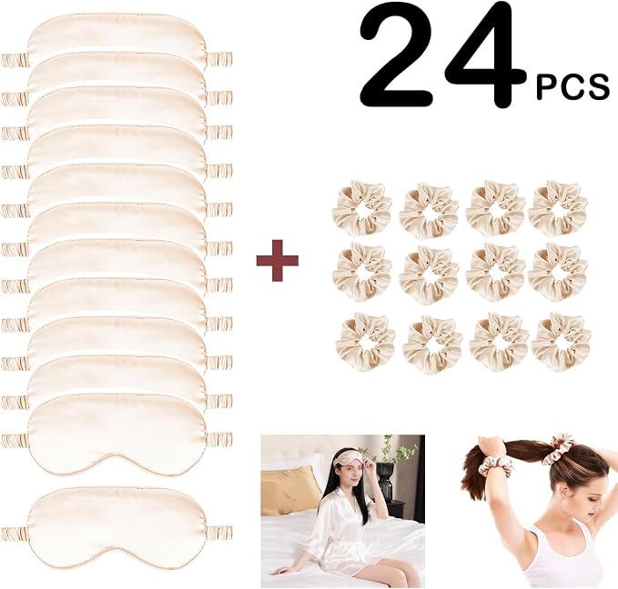 24Pcs Satin Eye Mask Silk Sleep Masks Silky Eyes Cover Blackout Blindfold - Image 2