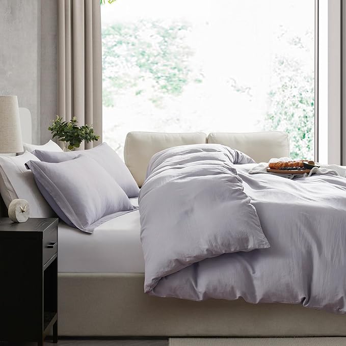 Nestl Grey Lavender California King Duvet Cover Sets - Image 7