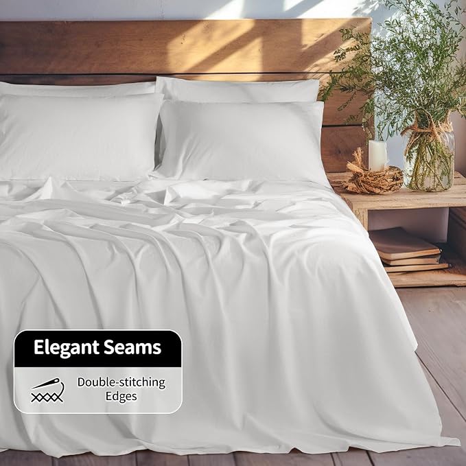 LBRO2M 100% Pure Linen Sheet Set Deep Pocket Up to 16" Bed Sheets Sets - Image 6