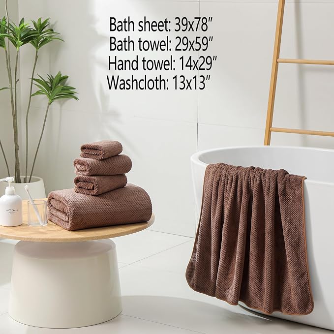 YTYC 29x59 Inch Extra Large Bath Towels Set of 6 Quick Dry Super Soft - Image 2
