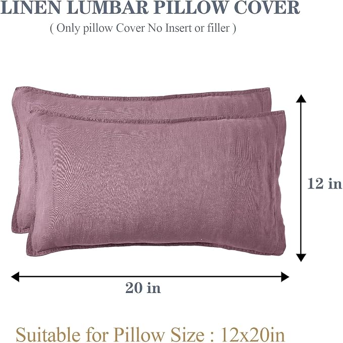 Simple&Opulence 100% Linen Lumbar Pillow Cover 12 x 20 Inches Set of 2 - Image 4