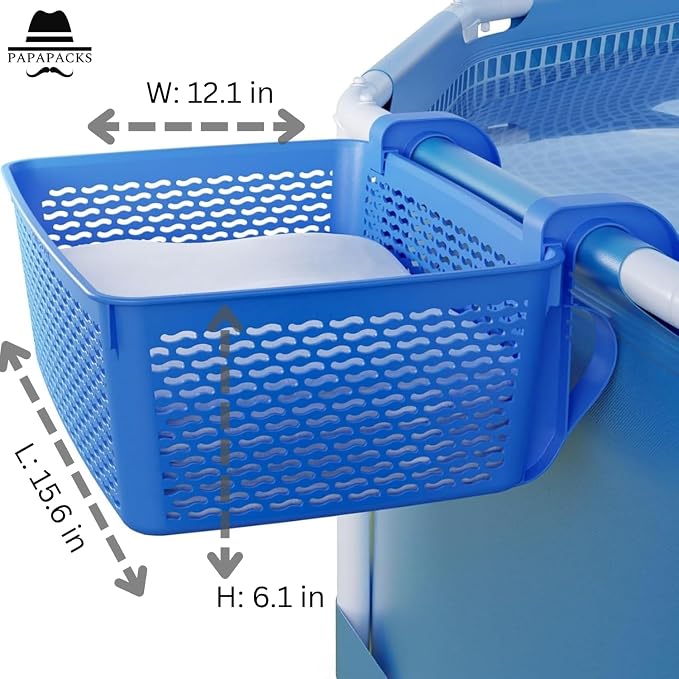 2 Packs XL Poolside Storage Basket – All in One Swimming Pool Organizer – Made - Image 3