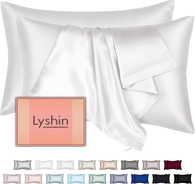 Silk Pillow Cases 2 Pack Standard Size by LYSHINSILKPILLOWCASES