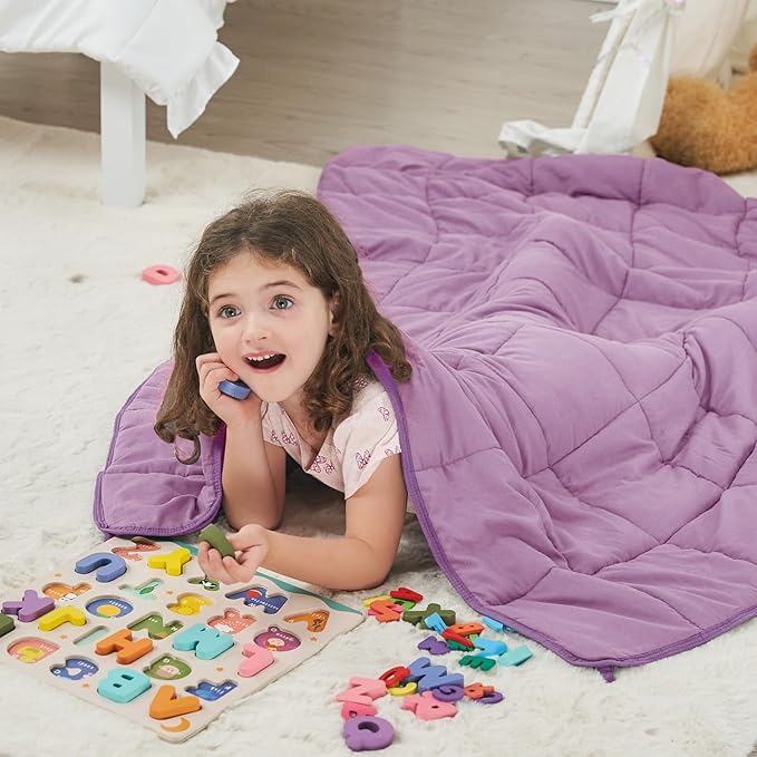 Purple Weighted Blanket Kids 7lbs, Cooling Heavy Throw Blanket - Image 3