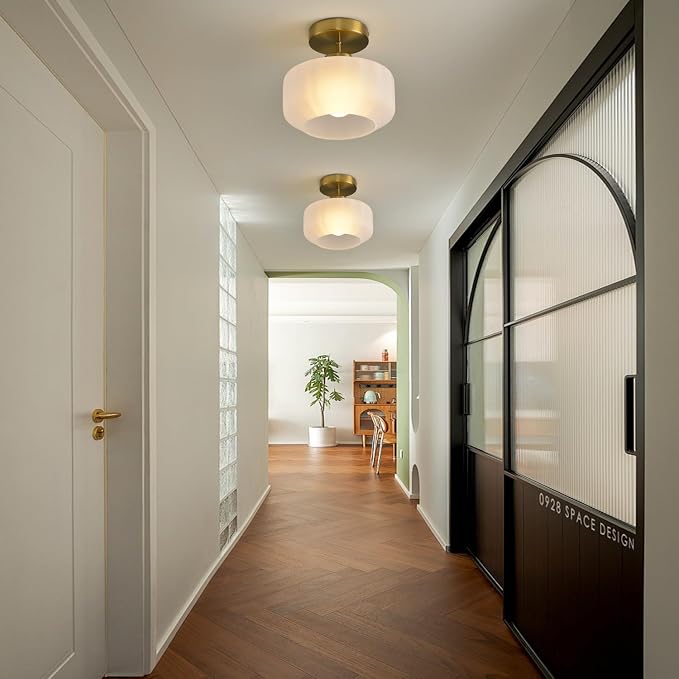 Industrial Gold Matte Light Fixtures Ceiling Mount, - Image 6