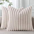 Pallene Faux Fur Plush Throw Pillow Covers 22x22 Set of 2, Luxury Soft Fluffy by PALLENE