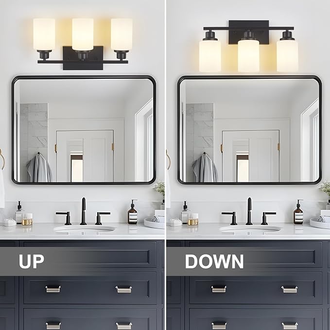 3-Light Black Bathroom Light Fixture Over Mirror, Modern Farmhouse Vanity Light - Image 5
