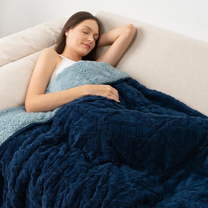 Wemore Weighted Blanket for Adults Twin Size 20 lbs, Dual Sided Soft Fuzzy by WemoreDirect