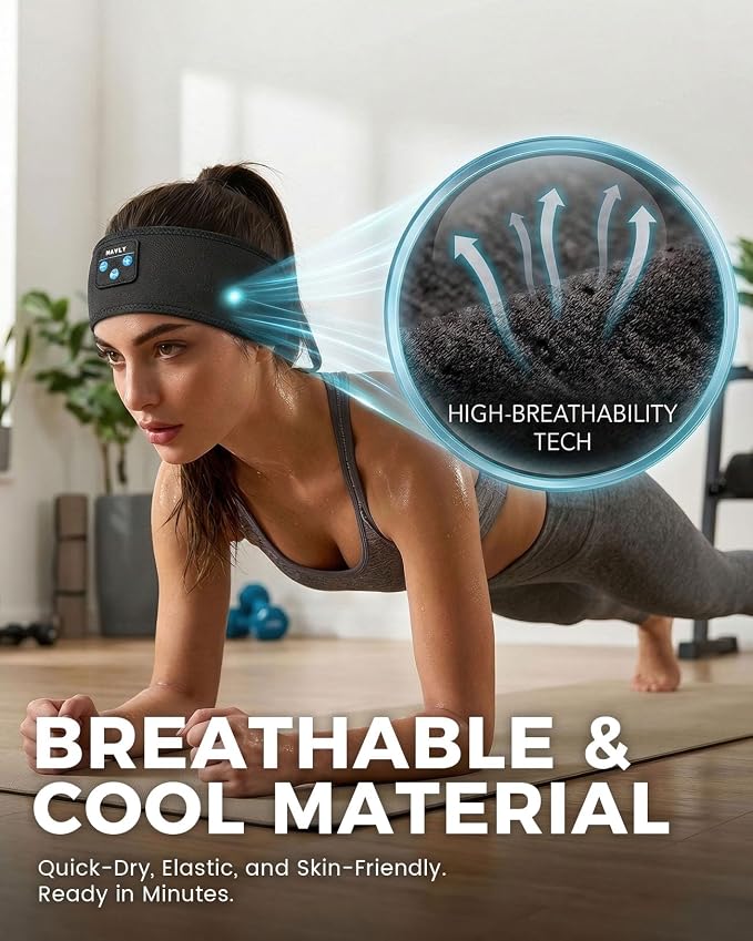 Navly Sleep Headphones for Side Sleepers, Washable Bluetooth Headband - Image 3