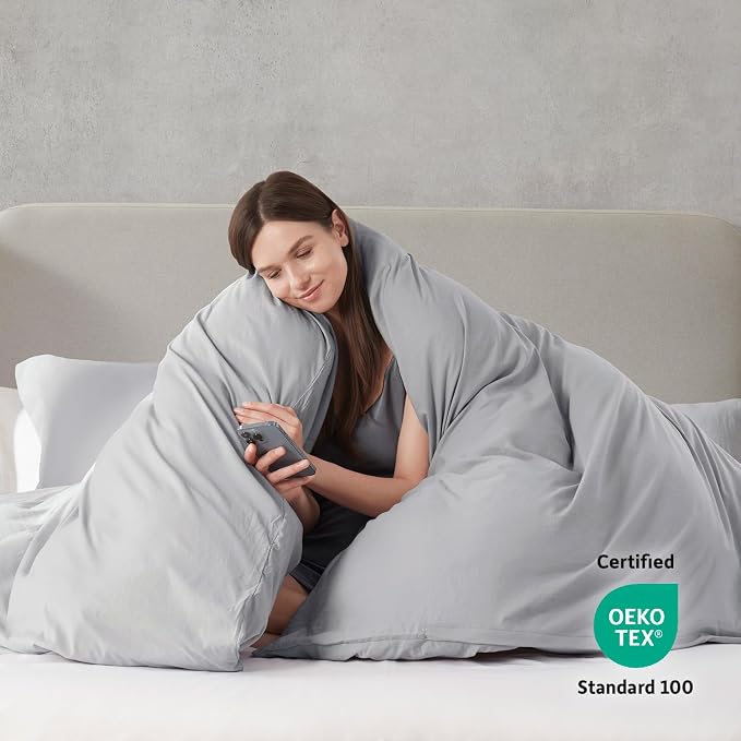 Nestl Light Grey California King Duvet Cover Sets - Image 3