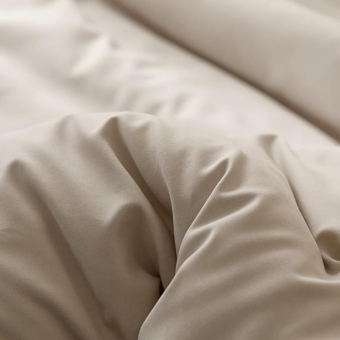 ROSGONIA King Size Comforter Set Oatmeal, All Season Bedding Soft Lightweight - Image 7