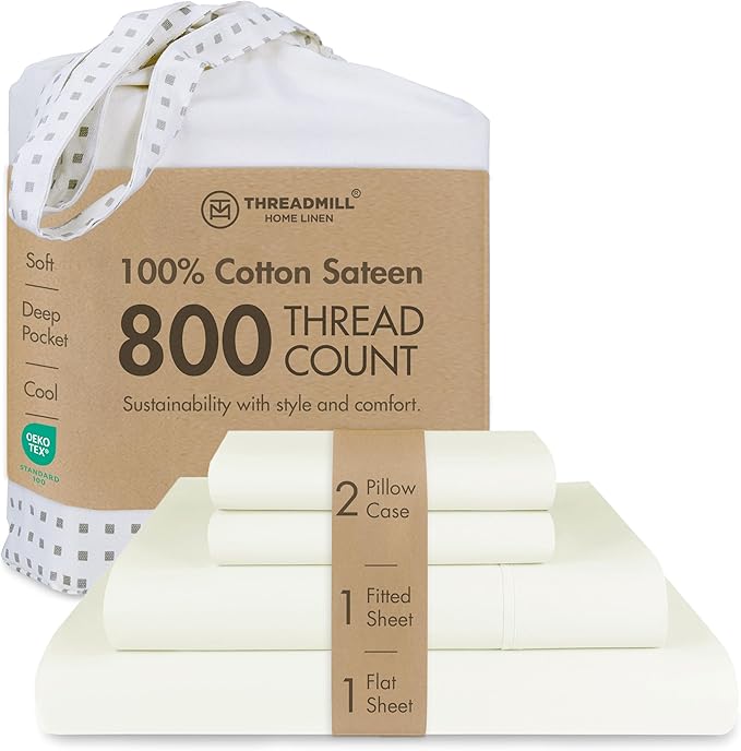 Threadmill Luxury 800 Thread Count California King 100% Cotton Sheets by ThreadmillHomeLinen
