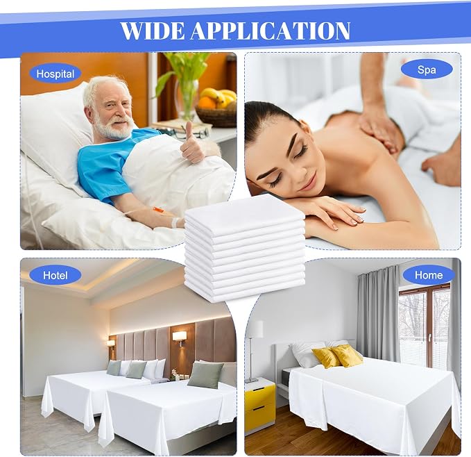 Preboun 10 Pack Queen Flat Sheets 102'' x 105'' Soft Microfiber Sheets Bulk - Image 6