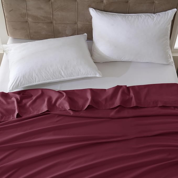 ZPECC Queen Flat Sheet Only 1 Pack, Durable Burgundy Top Bed Sheets - Image 7