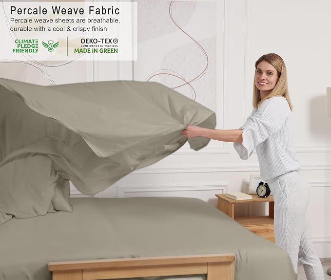 RUVANTI 100% Cotton Sheets – King Size Percale Bedding, Cooling & Breathable - Image 3