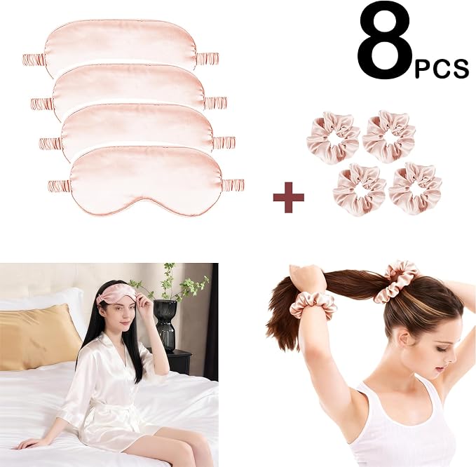 Satin Eye Mask 8Pcs Silk Sleep Masks Silky Blindfold Eyeshade Blackout Eyes - Image 2
