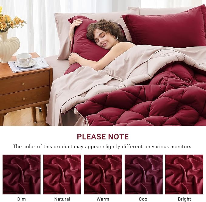 MUXHOMO 7 Pieces King Comforter Set, Reversible Bed in a Bag King Size - Image 4