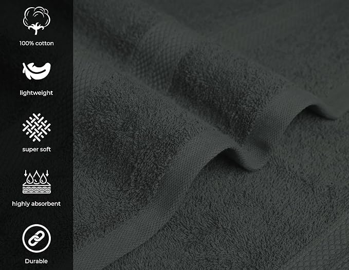 Avalon Towels Bath Towels for Bathroom 100% Cotton Grey Bathroom Towels Pack of - Image 4