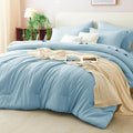 CozyLux Full Size Comforter Sets Light Blue, 7 Pieces Bed in a Bag Full by CozyLux