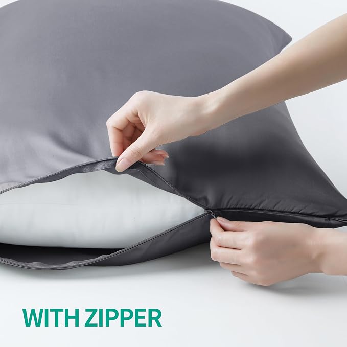 4-Pack Bamboo Viscose Zippered Pillow Cases King Size, 400 Thread Count Cooling - Image 4