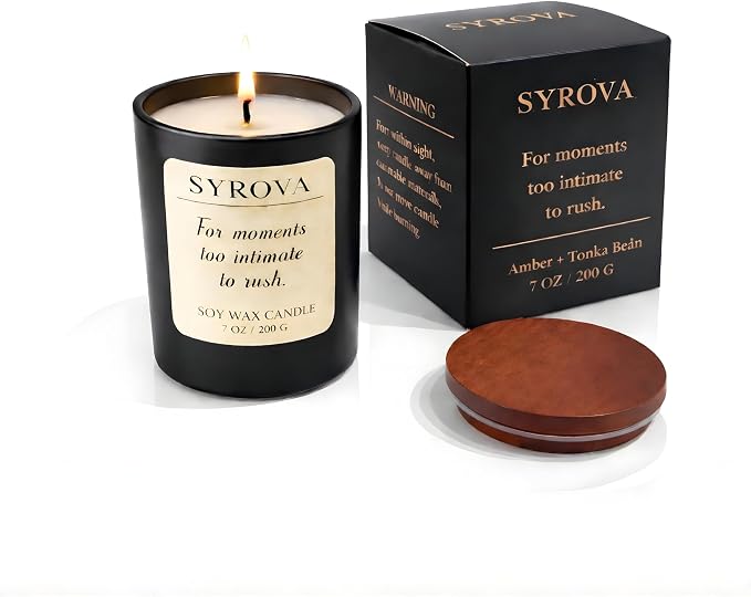 Amber & Tonka Bean Candle, Luxury Scented Soy Candle 7oz, Warm Cozy Fragrance - Image 3