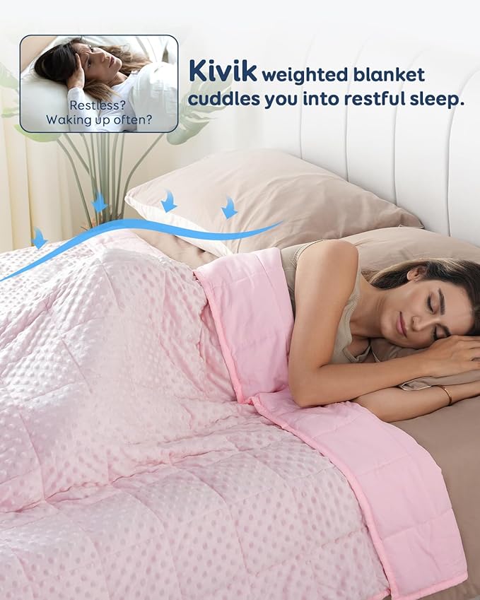Kivik Weighted Blanket 12 lbs for Adults, Minky Dot Heavy Blankets, Microfiber - Image 2