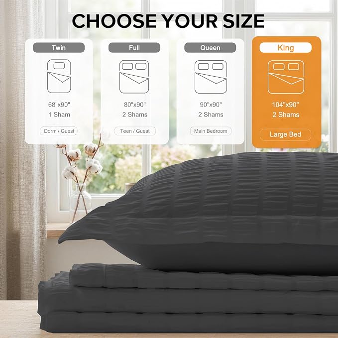 Cozyide Dark Grey Duvet Cover King Size, 3 Pieces Bedding Duvet Covers - Image 3