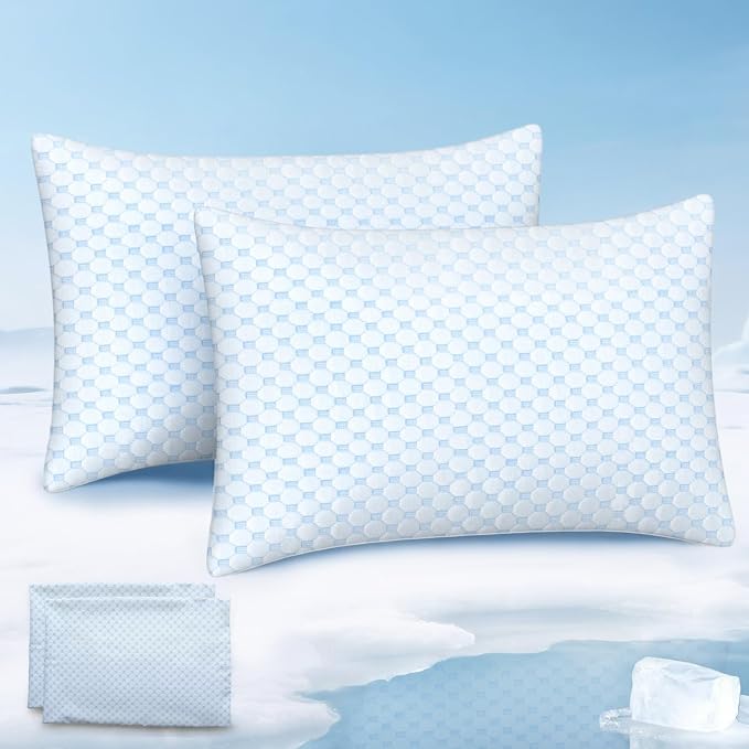 Favocama Cooling Pillow for Sleeping, Shredded Memory Foam Pillows Standard by Favocama