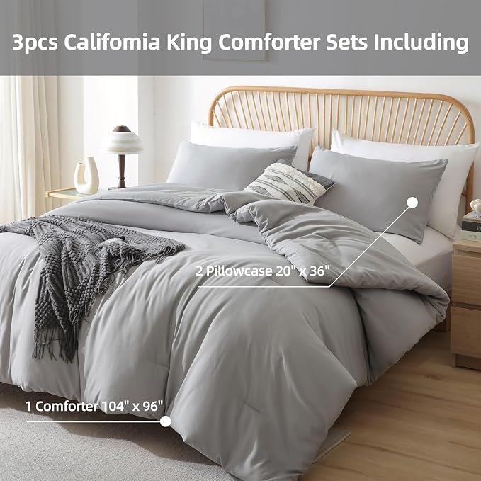 ROSGONIA California King Comforter Set Grey - Image 3