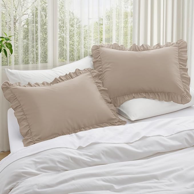 KKJIAF Ruffle Pillow Cases Standard Size Set of 2, Ruffled Pillow Covers - Image 2