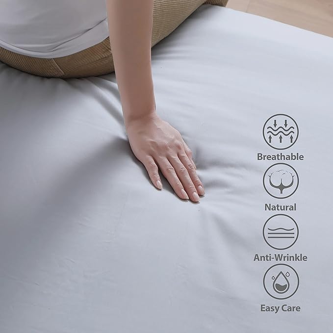 100% Egyptian Cotton Fitted Sheet CK Size Gray, 600 Thread Count 8-16" Deep - Image 2