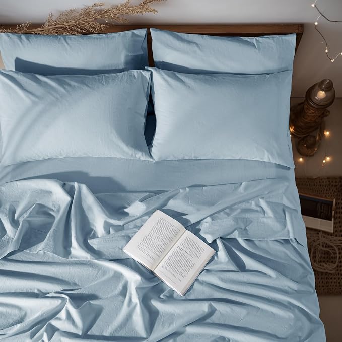 LBRO2M 100% Pure Linen Sheet Set Deep Pocket Up to 16" Bed Sheets Sets by LBRO2MBedding