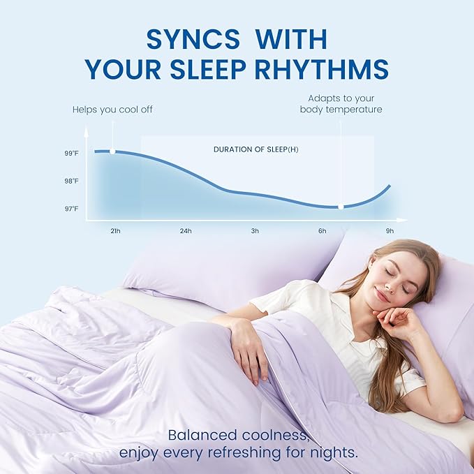 Cozy Bliss Cooling Comforter Twin Size, Reversible Lightweight Cooling Blankets - Image 3