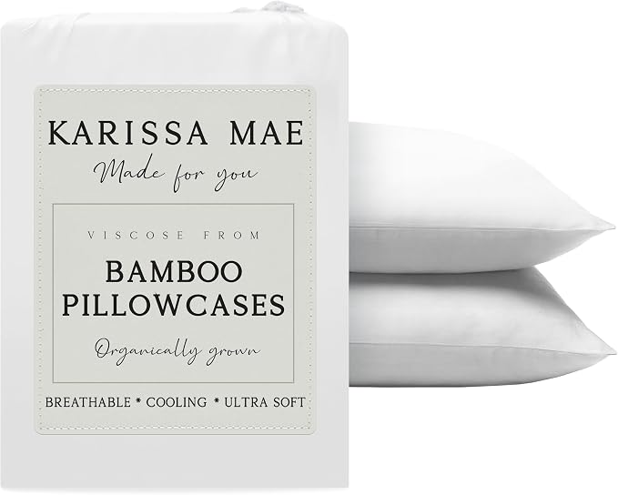 Karissa Mae Cooling Bamboo Viscose Standard Size Pillowcase Set | 100% by KARISSAMAE