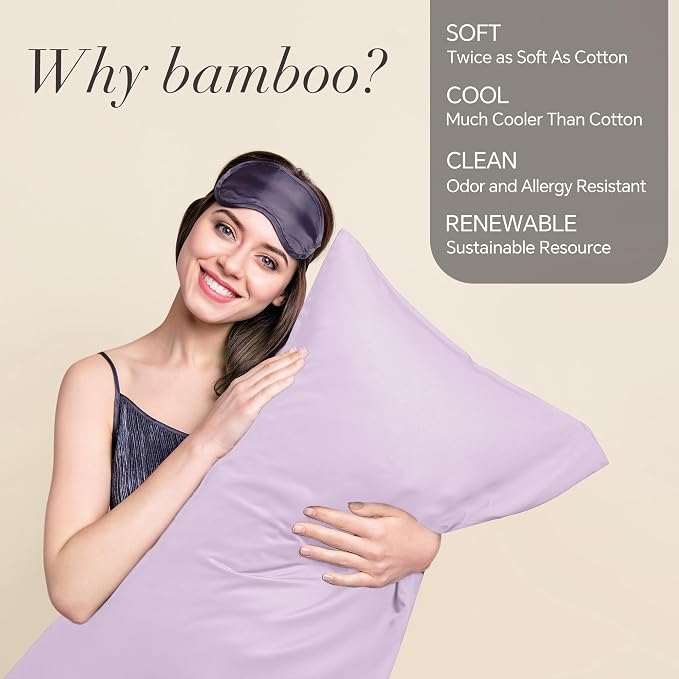 BEDELITE Pillow Cases Queen Size Set of 2, Rayon Derived from Bamboo, Cooling - Image 2