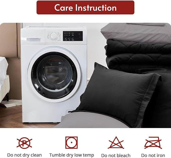 MUXHOMO 7 Pieces Queen Comforter Set, Reversible Bed in a Bag Queen Size - Image 9