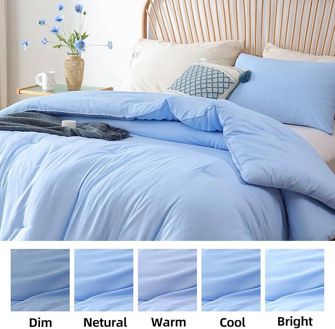 ROSGONIA Queen Comforter Set Light Blue - Image 7