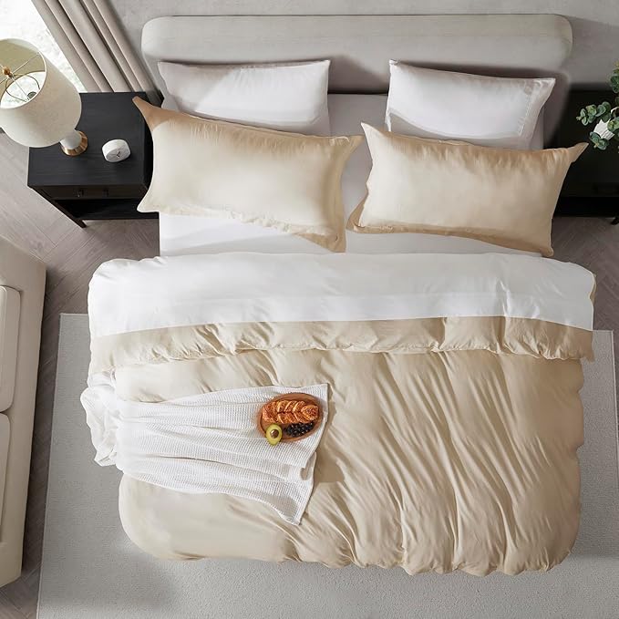 Nestl Beige Cream Duvet Cover King Size - Image 5