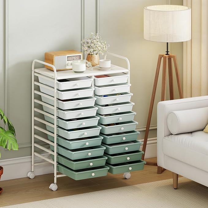 Giantex 20 Drawers Rolling Cart, Mobile Storage Drawer Cart, Classroom - Image 4