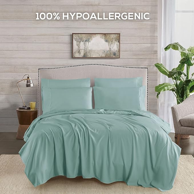 Mueller Luxury 6 PC Full Size Bed Sheets, Super Soft 1800, Deep Pocket up to - Image 5