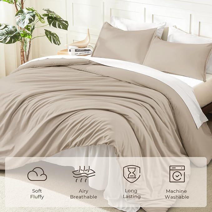 Litanika Oversized King Comforters Khaki Super King Plus Size, 3 Pieces - Image 3