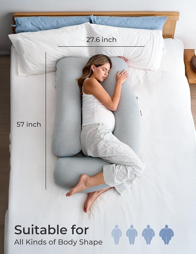 Momcozy Pregnancy Pillows with Cooling Cover, U-Shaped Full Body Maternity - Image 8