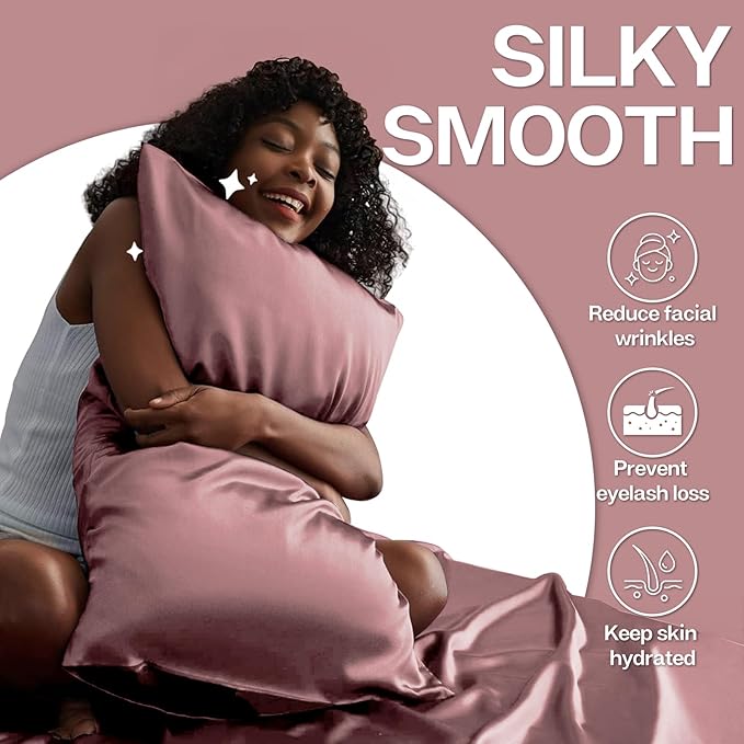 MR&HM Satin Pillowcase for Hair and Skin, Silk Satin Pillowcase 2 Pack - Image 6
