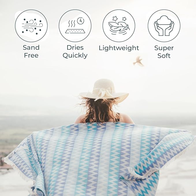 Premium Turkish Beach Towel – 100% Cotton, Quick Dry, Sand Free, Oversized - Image 2